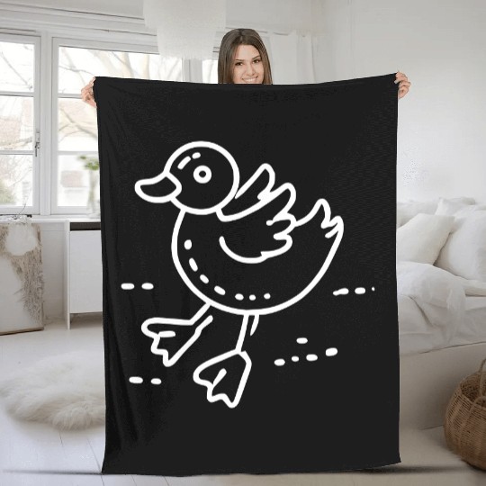 Minimalistic Vector Duck Vegan Art path18 Fleece Blankets