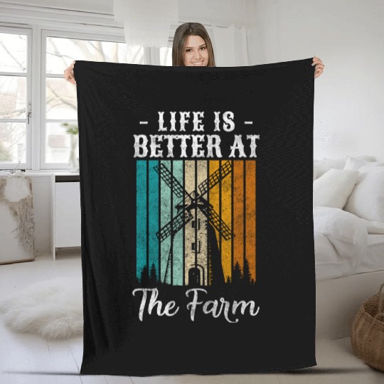 Farmer Field Pitchfork Protest Fleece Blankets