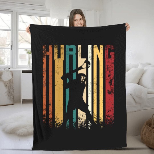 Retro Vintage Hurling Fleece Blankets