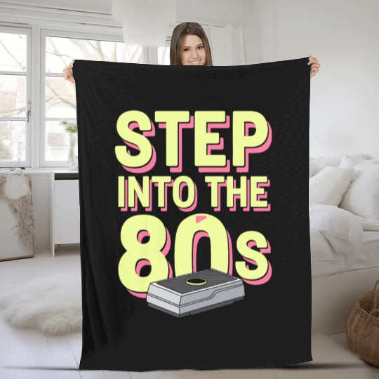 80s Fitness Enthusiast Retro Workout and Neon Fleece Blankets