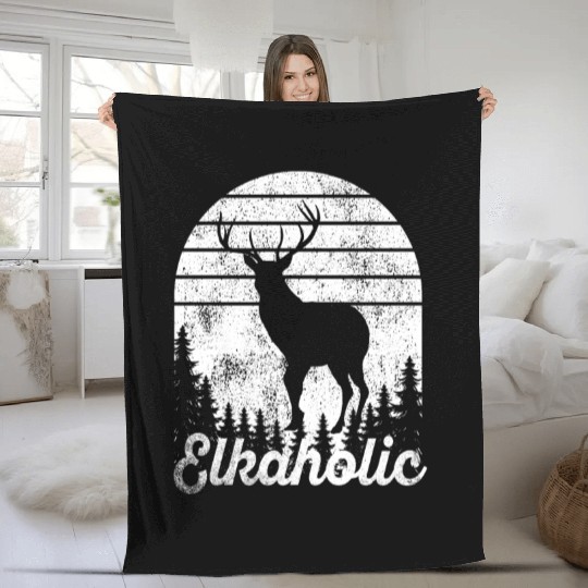 Elk Hunting Elkaholic Hunters Fleece Blankets