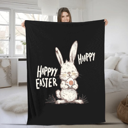 Happy Easter Bunny, Easter Day Fleece Blankets