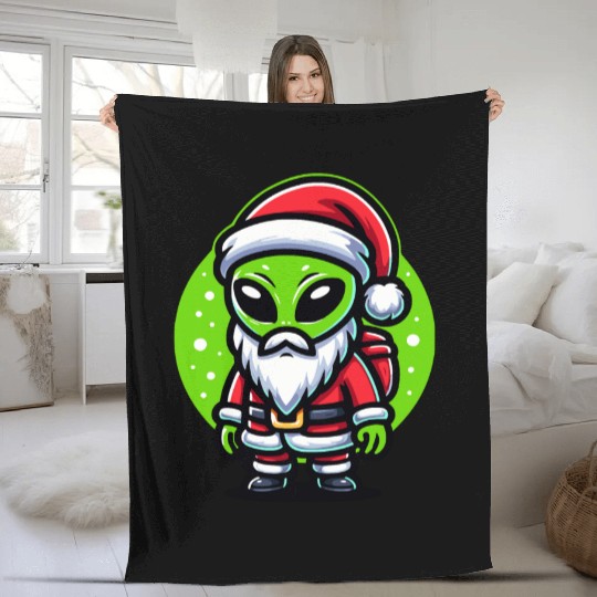 Santa Alien Fleece Blankets