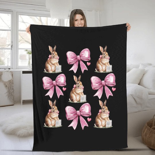 Happy Easter Bunny, Easter Day Fleece Blankets