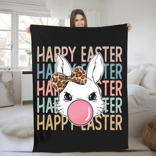 Happy Easter Bunny, Easter Day Fleece Blankets