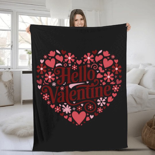 Hello Valentine Sublimation Fleece Blankets