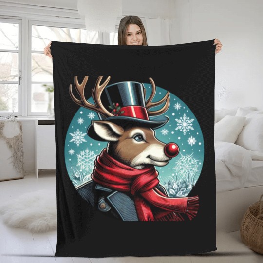 Vintage Red-Nosed Reindeer: Perfect For Christmas Fleece Blankets