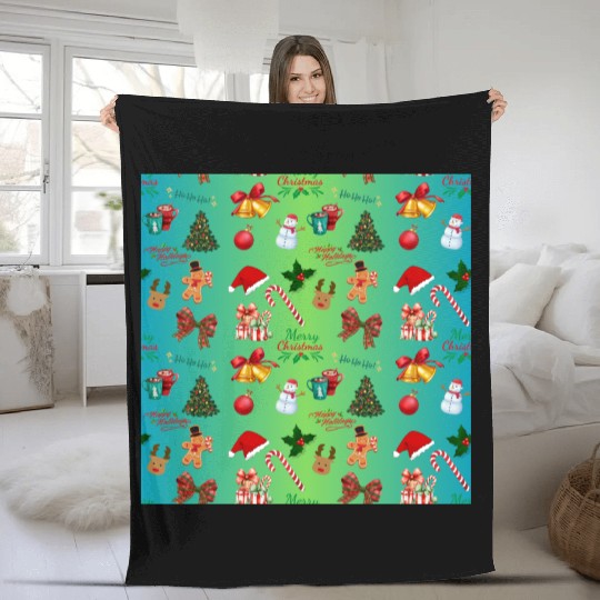 Festive Christmas Pattern Fleece Blankets