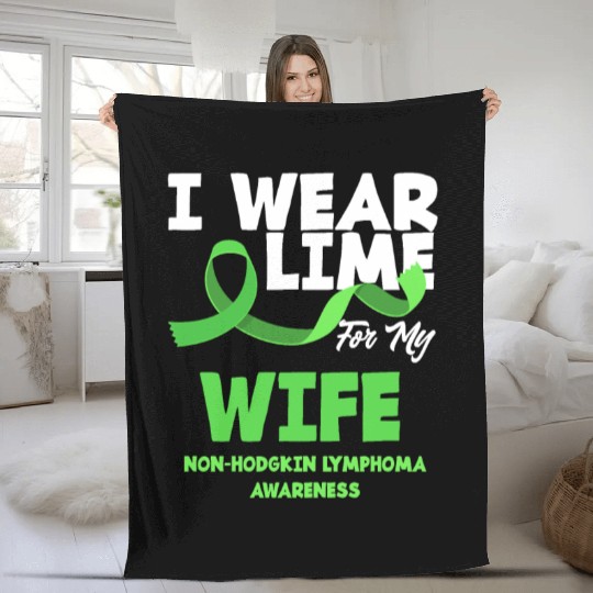 Non-Hodgkin Lymphoma Awareness Wear Lime Wife Fleece Blankets