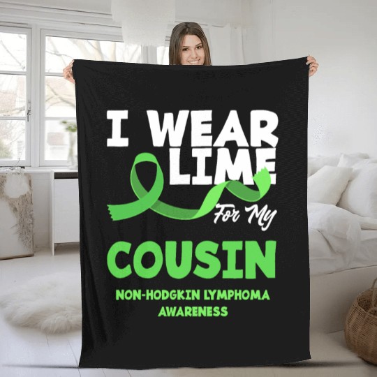 Non-Hodgkin Lymphoma Awareness Wear Lime Cousin Fleece Blankets