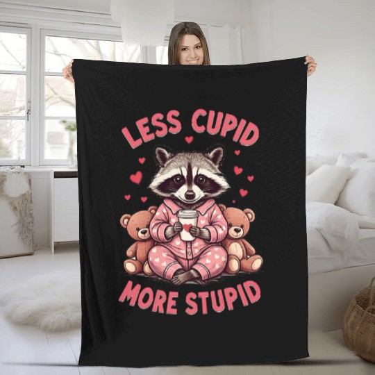 Less cupid more stupid Fleece Blankets