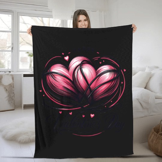 Happy Valentines Day Fleece Blankets