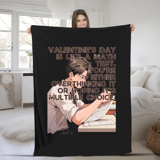 Valentines Math Test Overthinking Multiple Choice Fleece Blankets