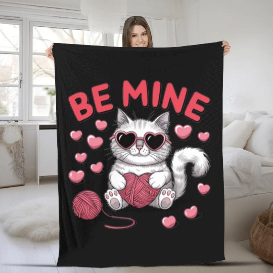 Be Mine Valentine Trendy Funny Vintage Fleece Blankets