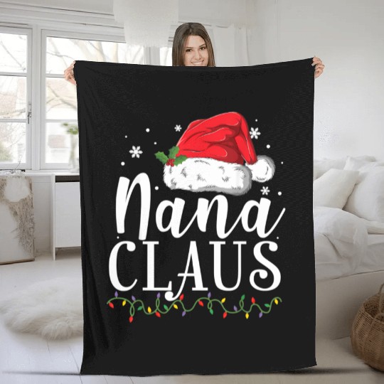 Funny Nana Claus Christmas Pajamas Santa Gift Fleece Blankets