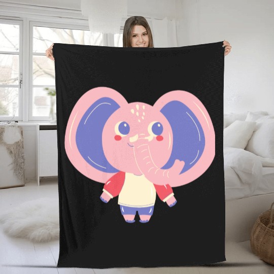 Cute Cardboard Elephant Fleece Blankets