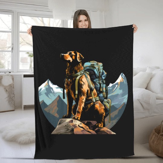 Dog mountaineering / hiking dogs Fleece Blankets