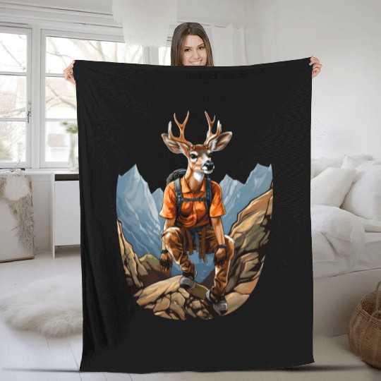 Deer Mountaineering / Hiking Deer Fleece Blankets