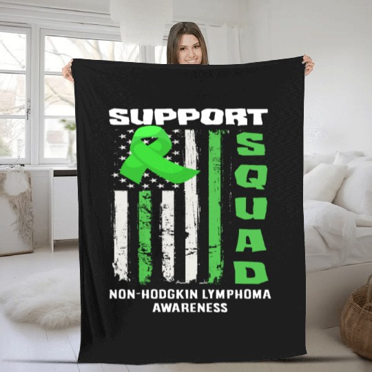 Non-Hodgkin Lymphoma Awareness Support Squad Fleece Blankets