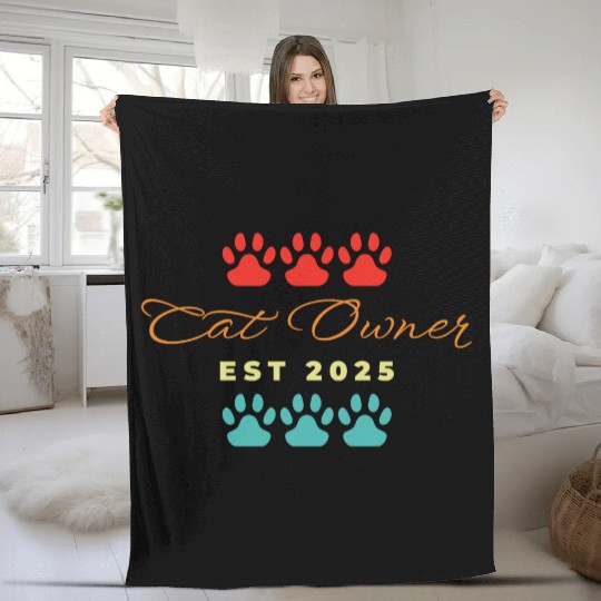 cat owner est 2025 Fleece Blankets