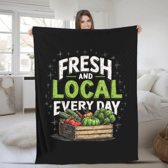 Farmers Market Vendor Fresh Produce and Local Fleece Blankets