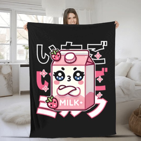 Touchy Strawberry Milk Hug Fleece Blankets