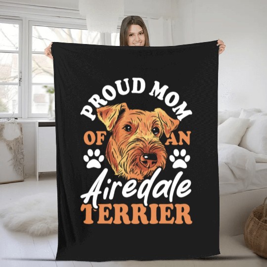 Airedale Dog Mom Grooming Airedale Terrier Fleece Blankets