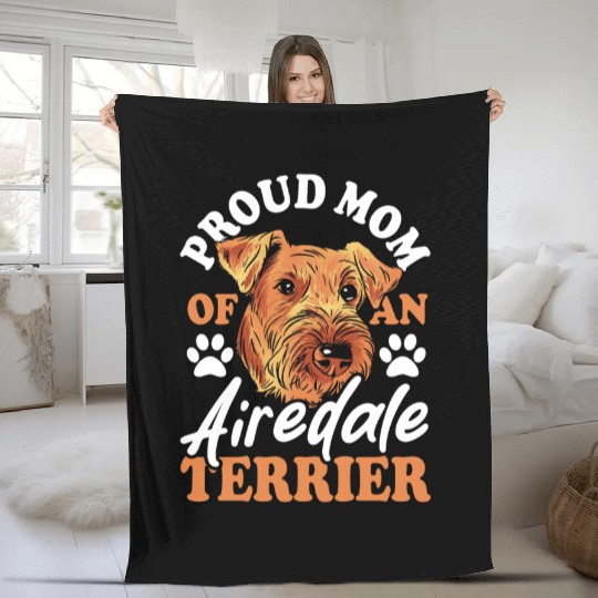 Airedale Dog Mom Grooming Airedale Terrier Fleece Blankets