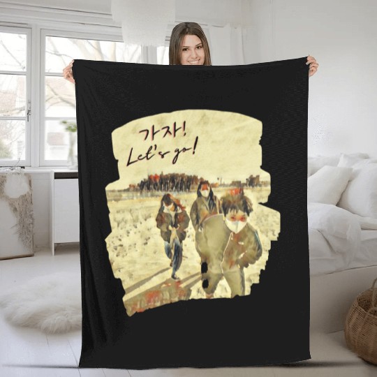 Let’s Go Motivational Korean Design Fleece Blankets