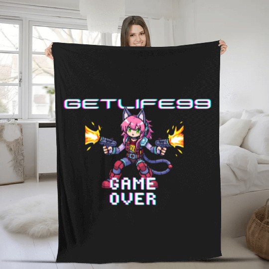 getlife99 gameover gaming Fleece Blankets