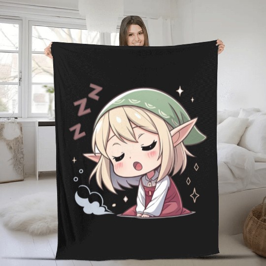Sleepy Sprite: Cute Elf Napping So Lovingly Fleece Blankets