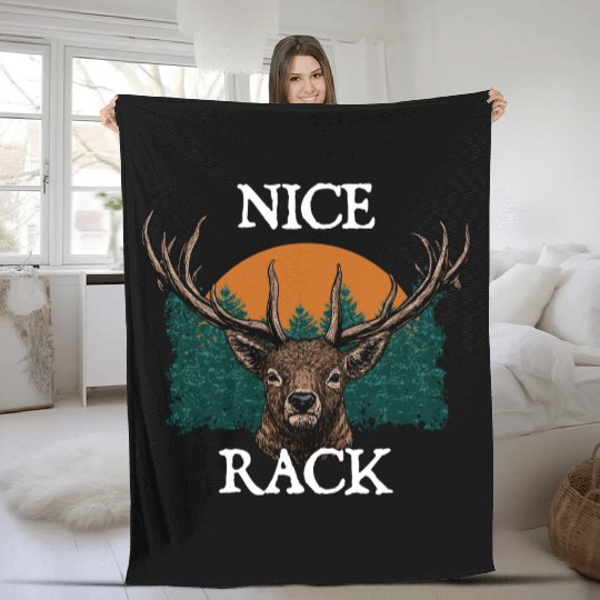 Nice Rack Deer Hunting Elk Hunter Animal Stalking Fleece Blankets