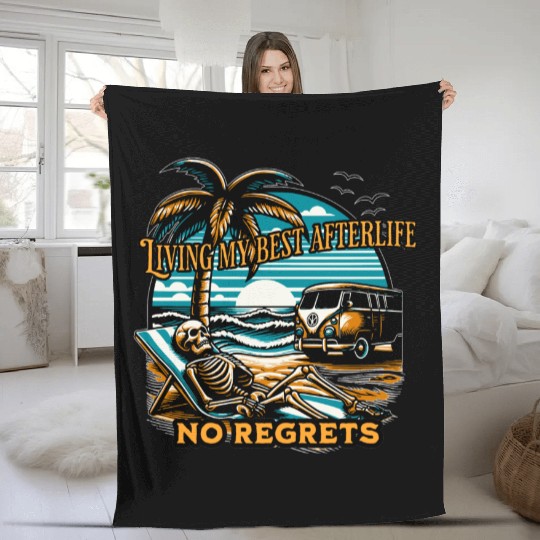 Living my best afterlife. No regrets. Fleece Blankets