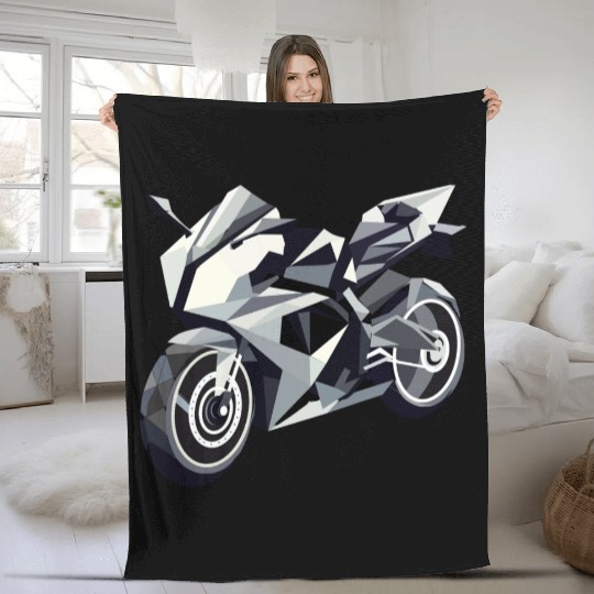 Futuristic motorcycle in geometric design Fleece Blankets