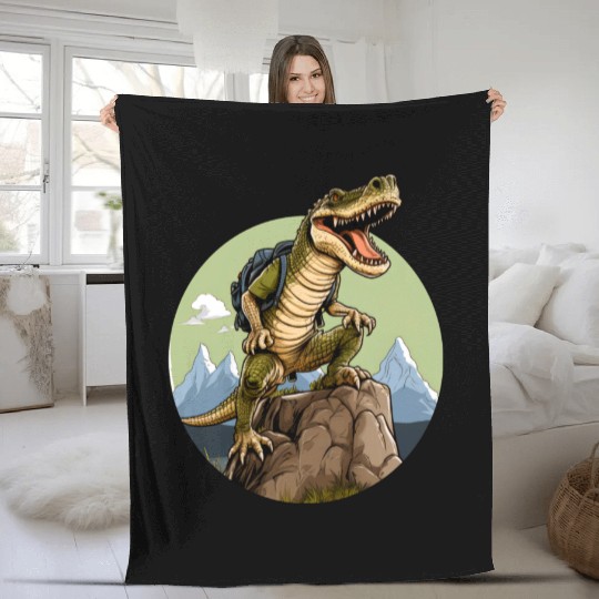 Crocodile hiking / mountaineering crocodiles Fleece Blankets