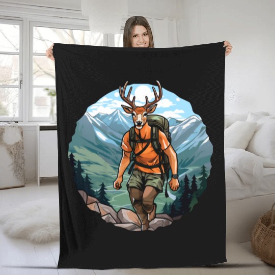 Deer hiking / mountaineering deer Fleece Blankets