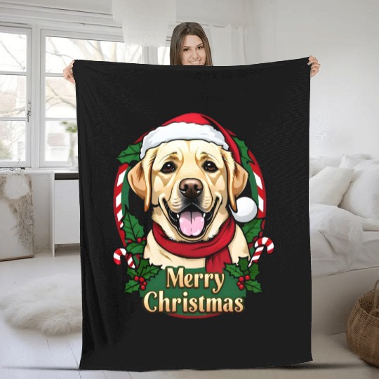 Festive Labrador Christmas Design Fleece Blankets