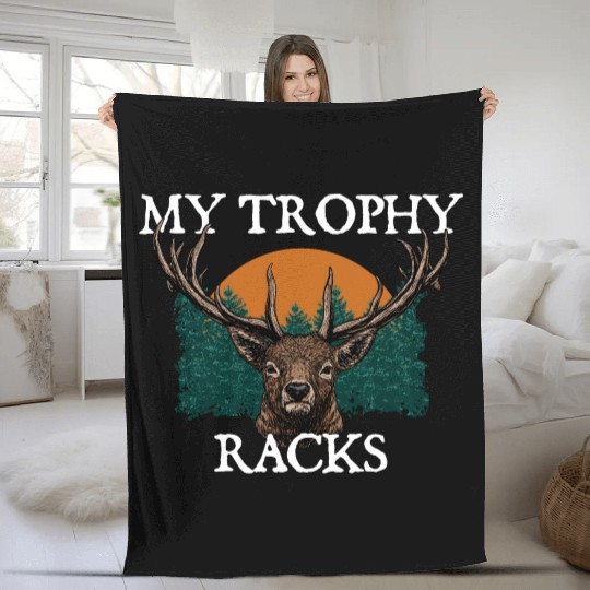 My Trophy Racks Hunting Deer Hunter Elk Bowhunting Fleece Blankets
