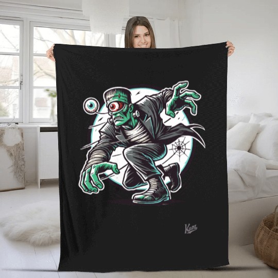 The Green One-Eyed Cyclops Monster Fleece Blankets