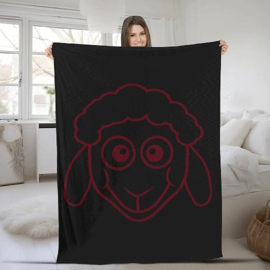 Sheep Face Head Cute Small Baby Lamb Sweet Comic Fleece Blankets