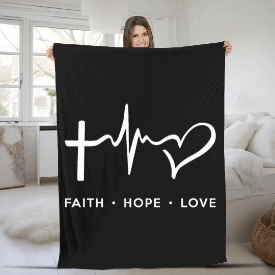 Faith Hope Love - White Fleece Blankets