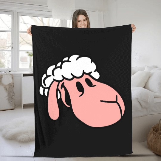 Sheep Face Head Cute Sweet Little Lamb Cool Comic Fleece Blankets