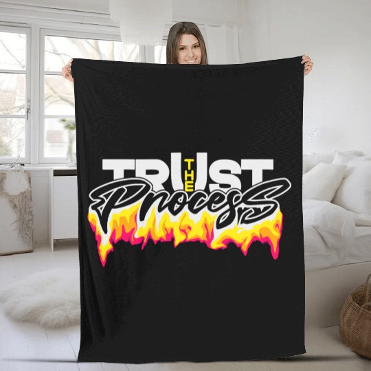 Trust the process typography design Fleece Blankets