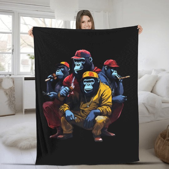 Monkey street gang Fleece Blankets