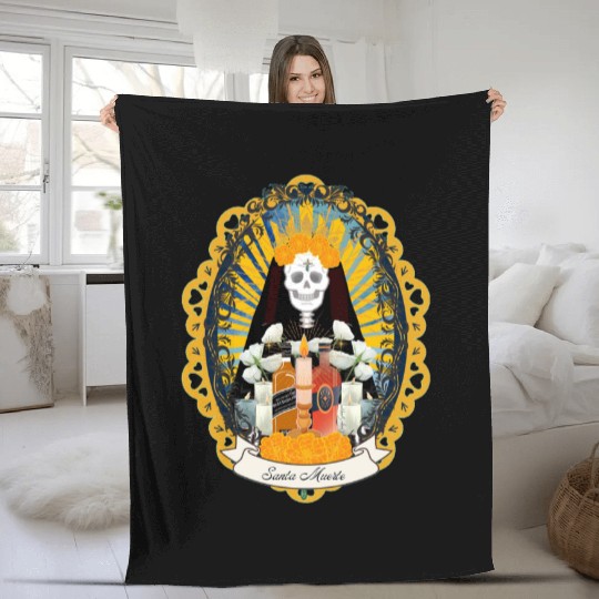 Regal Santa Muerte Fleece Blankets