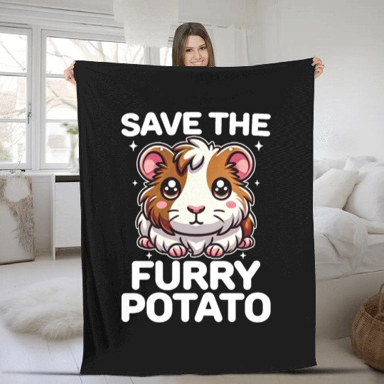 Save the Furry Potato Funny Guinea Pig Cute Kawaii Fleece Blankets