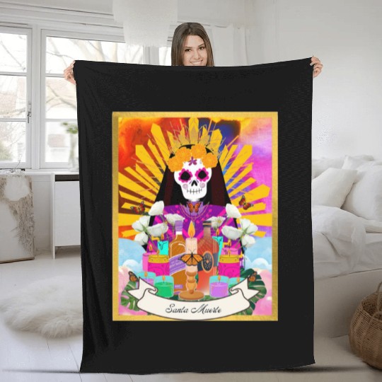 Butterfly Santa Muerte Fleece Blankets
