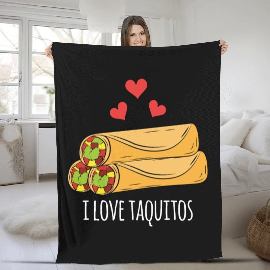 I Love Taquitos Fleece Blankets for Mexican Food Fans