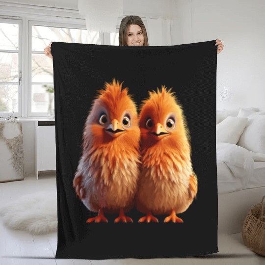 perfect match Adorable Chick Pair Cartoon Fleece Blankets