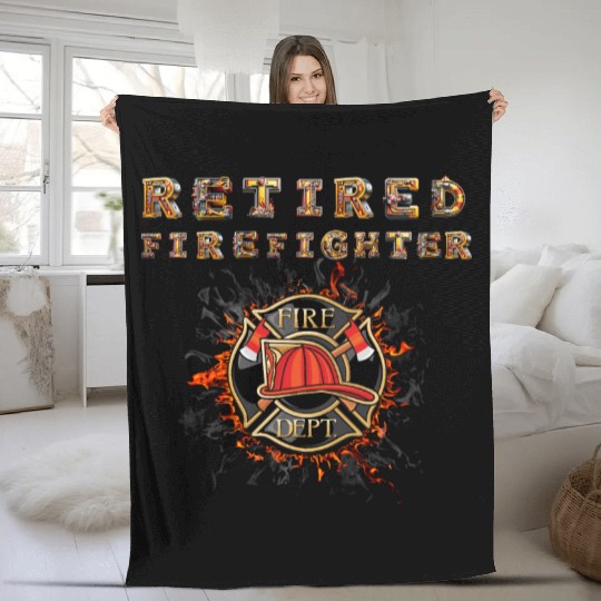 Retired Firefighter Tribute with Bold Emblem Fleece Blankets